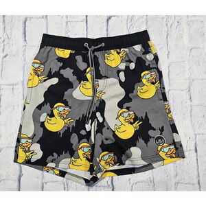 Neff MENS SIZE M Duck Sunglasses Black Gray Camo Swim Trunks Stretch Boardshorts